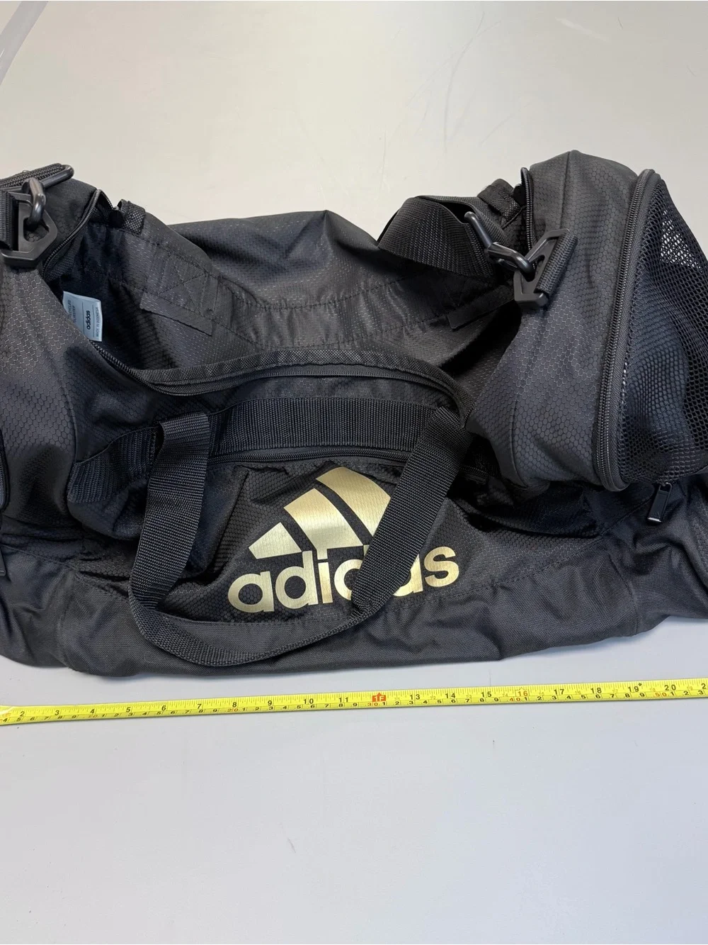adidas Black Duffel Bag with Gold Logo